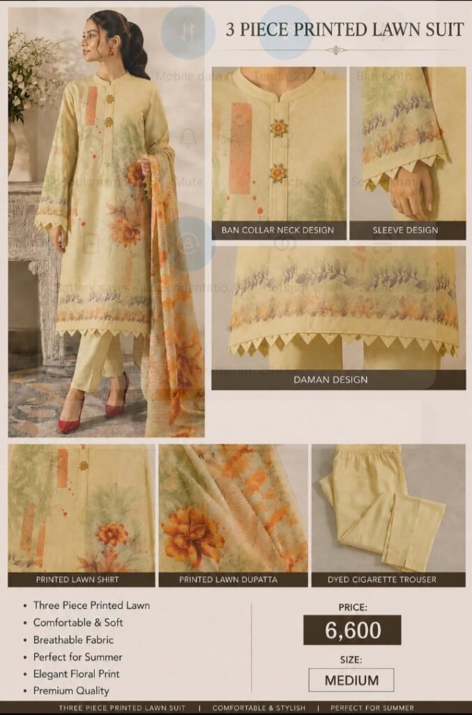 3 piece printed lawn suit