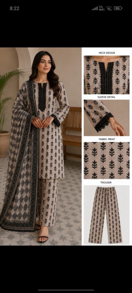 3 piece printed lawn suit