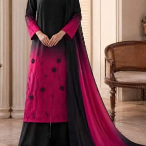 3 piece silk suit with hand embroidery